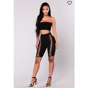 Lace up biker shorts